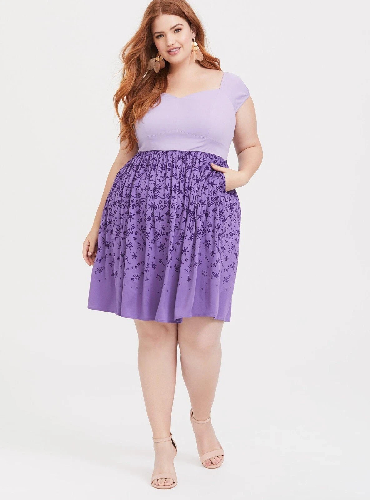 Torrid Disney Tangled Rapunzel Purple Lantern Wisteria Peasant Dress Size 17