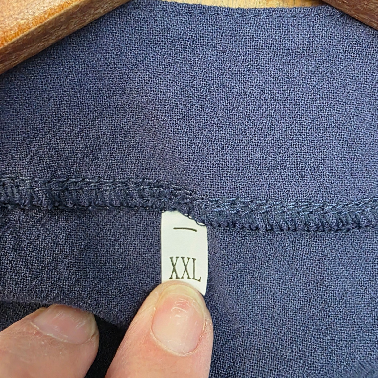 Navy Blue Henley Shift Dress Long Sleeve Cotton Blend Pockets XXL