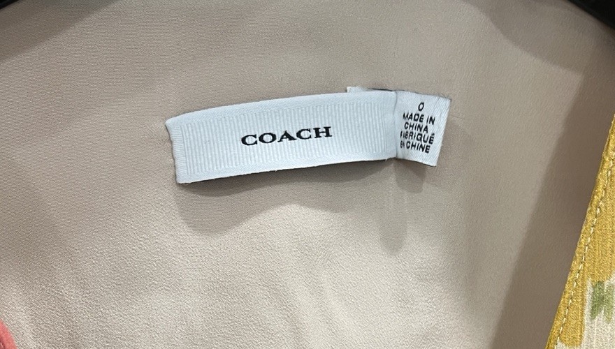Coach Floral Button Down Front Silk Sheer Long Sleeve Fitted Dress Size 0