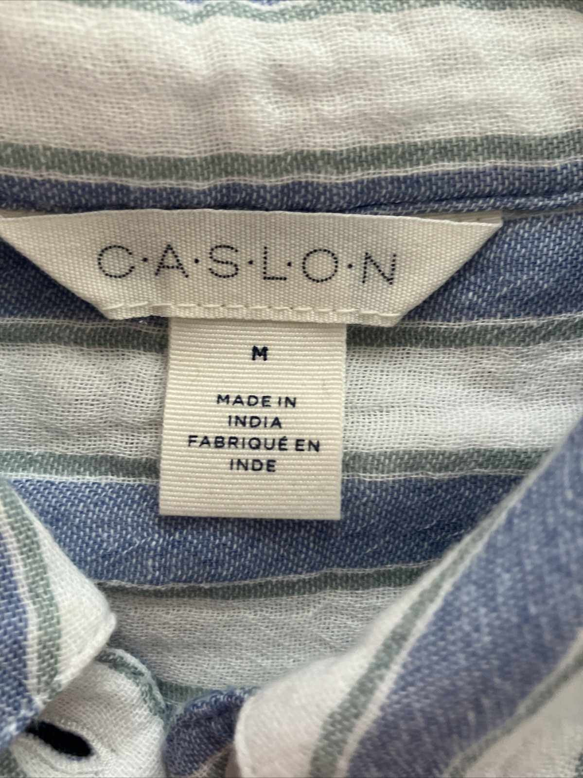 Caslon Stripe Shirt Dress Womens Medium Blue White Belted Coastal Midi NWT