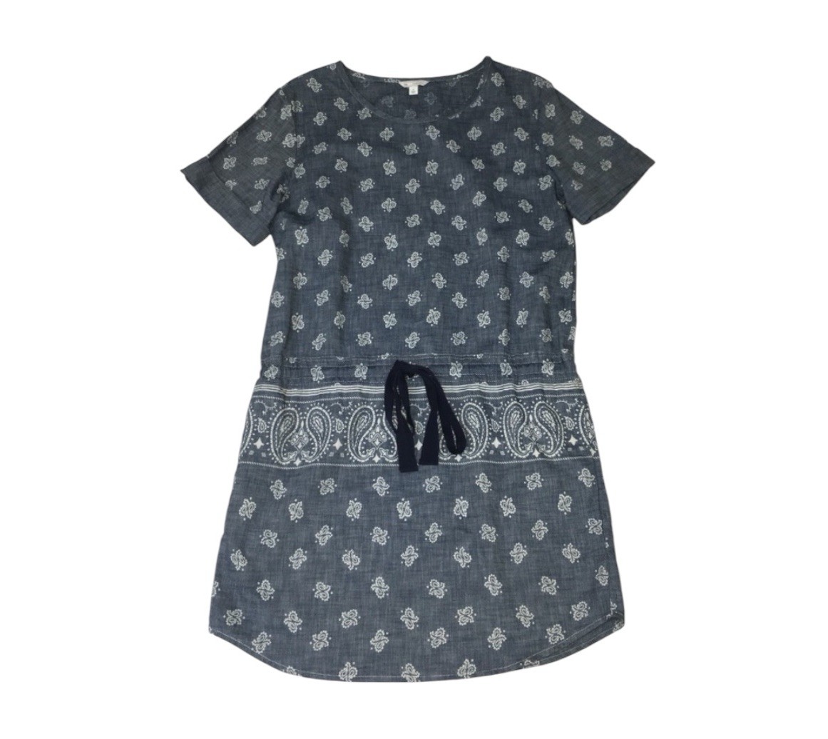 GAP Chambray Drawstring Paisley Print Casual Mini Dress – Women’s Small