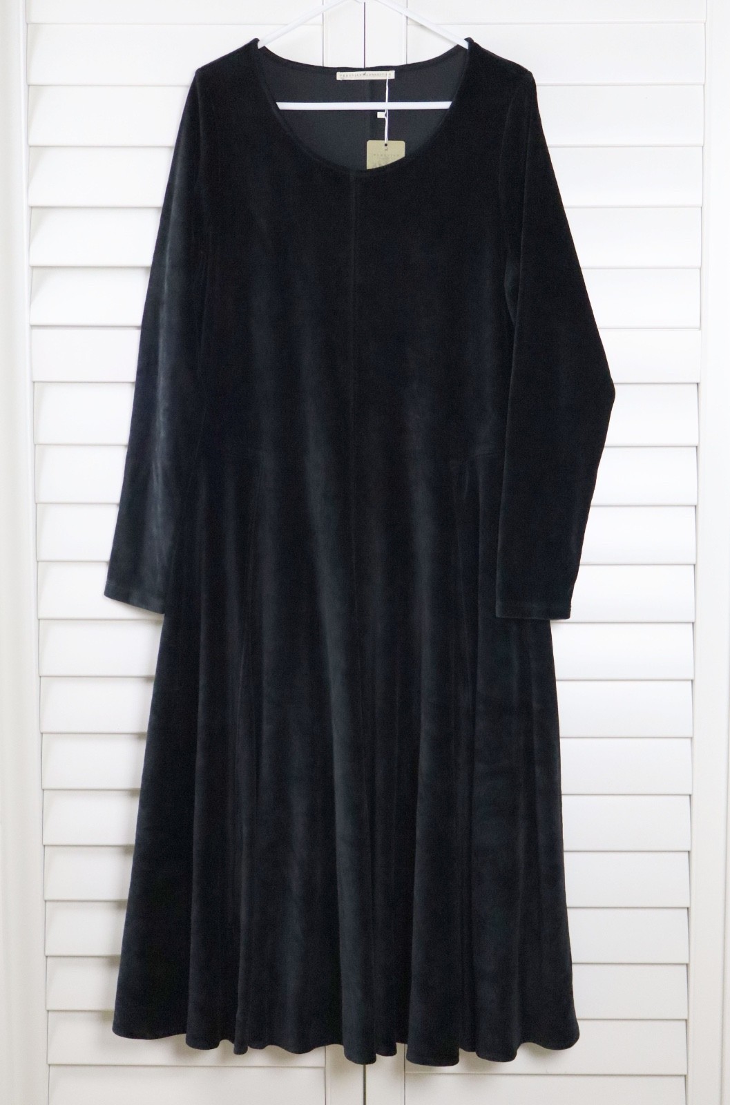 PERUVIAN CONNECTION NWT $218 Solid Black Velour Velvet Marais Maxi Dress Size XL