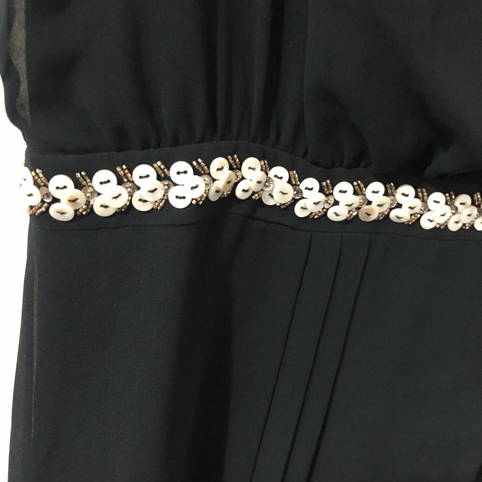 Monsoon Size 16 Pit To Pit 20in Navy Bead/Button Embellished Lined Dress VGC