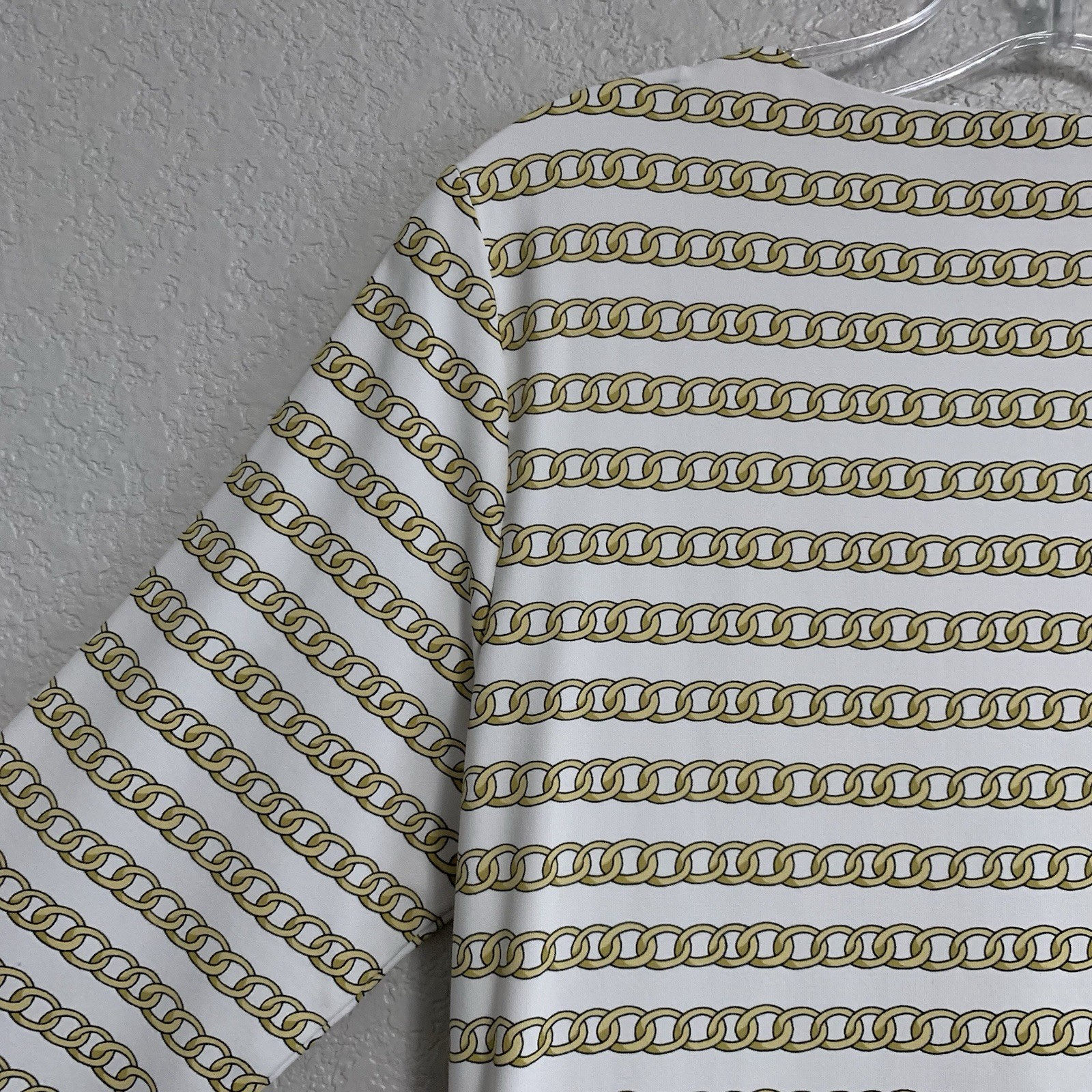 J McLaughlin Dress Womens M Brea Catalina Cloth Faux Wrap Gold Optic Link Preppy