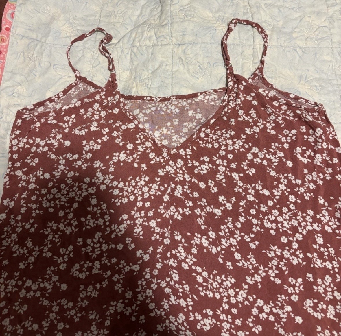 Boho floral spaghetti strap swing dress summer chic size L