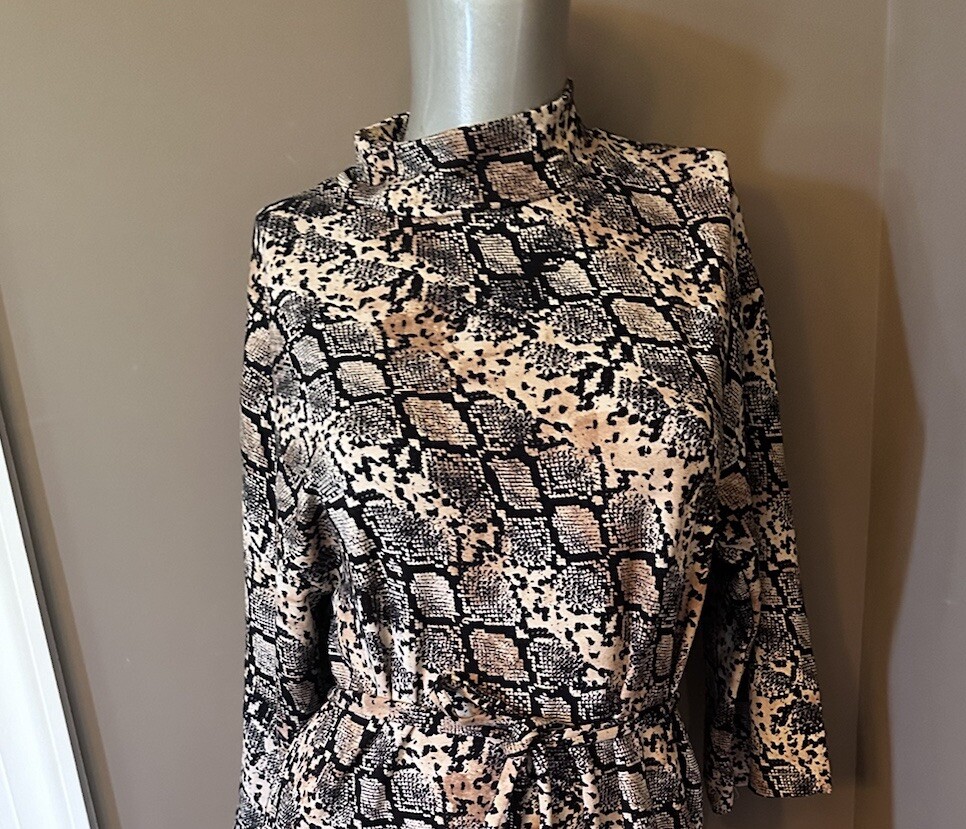 NWT ZARA BASIC Snake Animal Print Midi Sz S