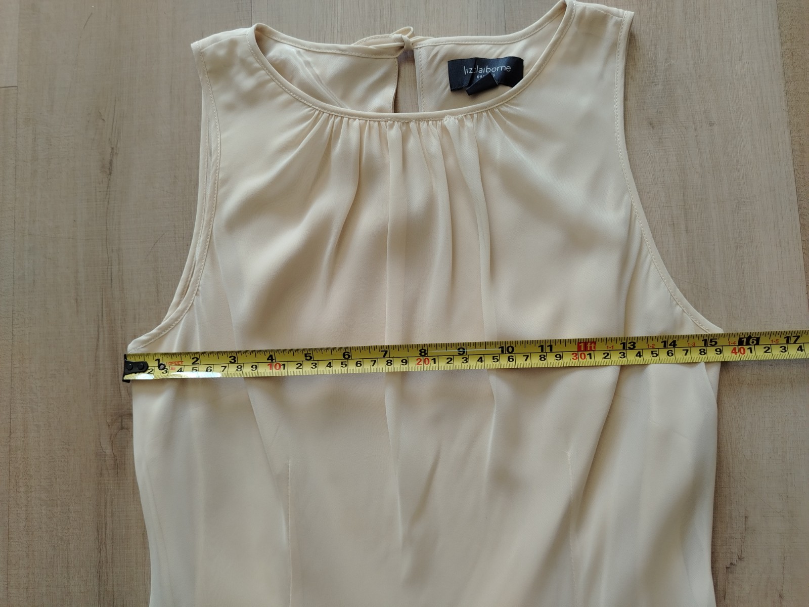 Liz Claiborne vtg 90s Flapper Dress size 10 Sleeveless Drop Waist Beige lined