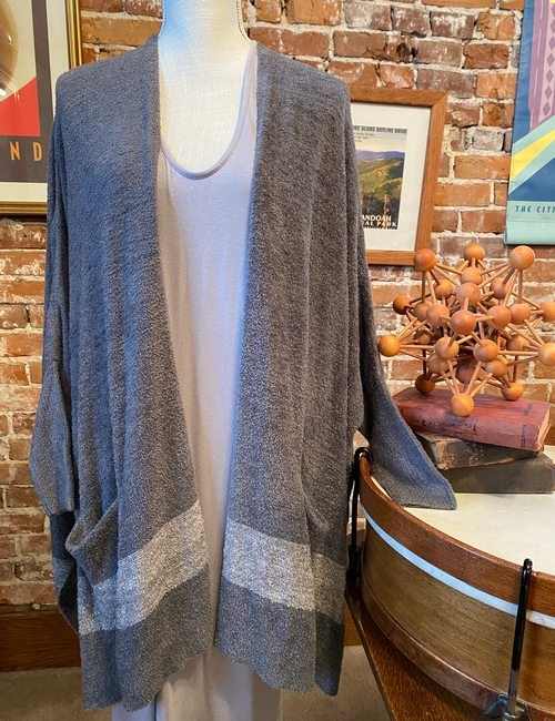 Barefoot Dreams O/S Plus Petite Pewter Lt Grey Luxe Milk Jersey Caftan New