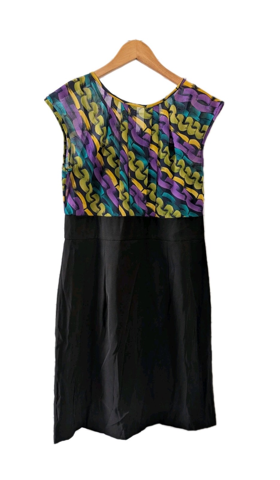 ALYX Dress 12 Black Multicolor Zipup Sleeveless Back Slit Stretch Sheer Line Top
