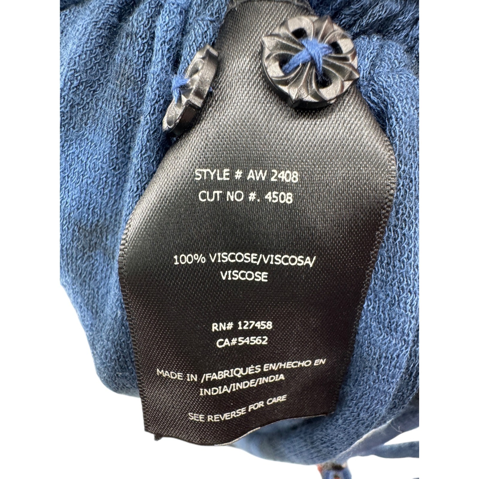 Affliction Blue Black Tie Dye Ruched Drawstring Asymmetrical Tee Dress M
