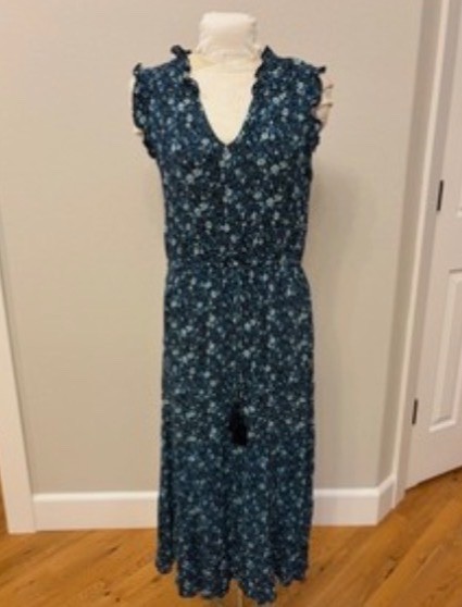 Knox Rose Belted Blue Floral Midi Dress Sleeveless Boho Size Medium