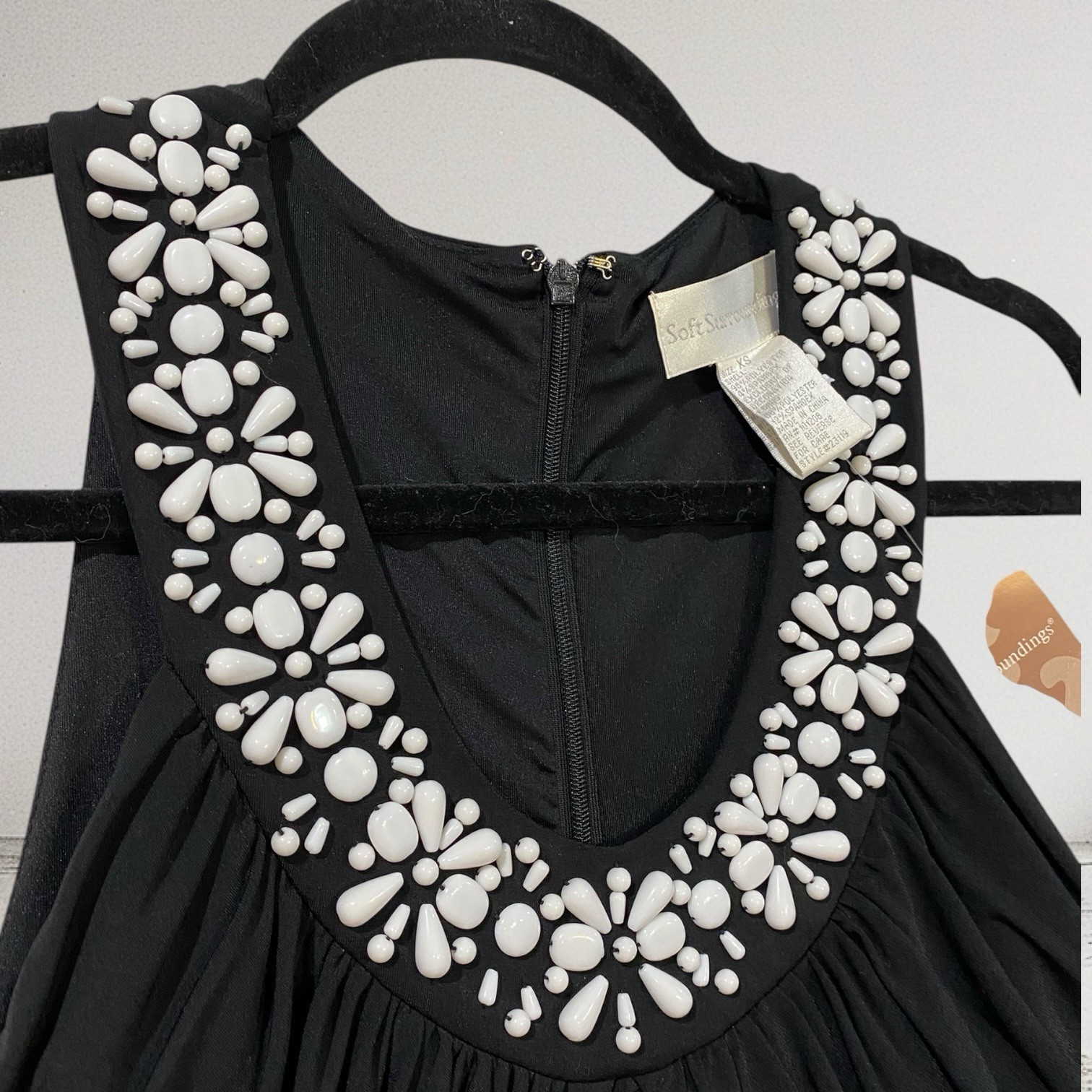 Soft Surroundings Black Beaded Maxi Dress Size XS Elegant Summer Party Event NWT