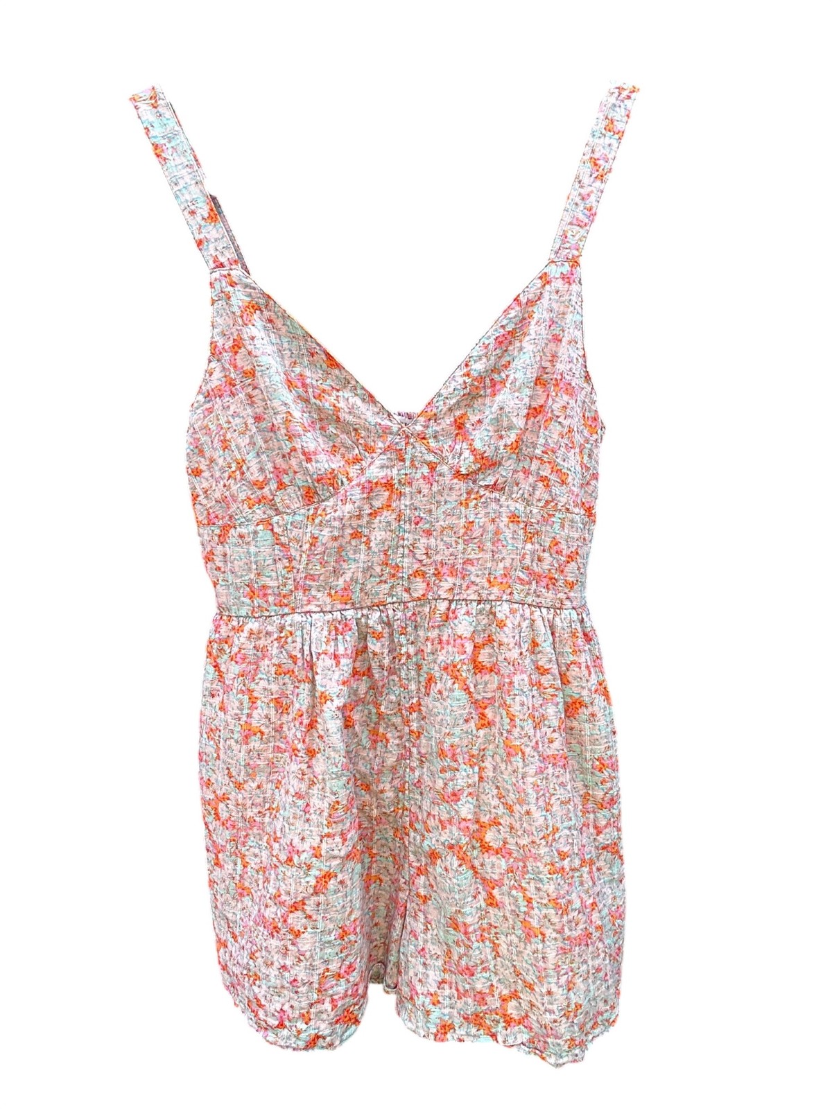 American Eagle Large Floral Print Sundress Romper Shorts Lined 1958
