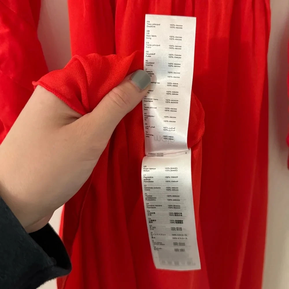 $515 Maje Red Ruffle Cold Shoulder Maxi Dress Size 1/Small