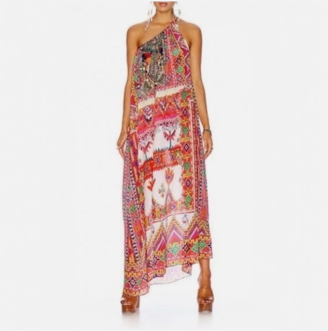 Camilla Rainbow Road Maxi Dress, Silk, Wear Multiple Ways, Rare, Vintage OSFA.