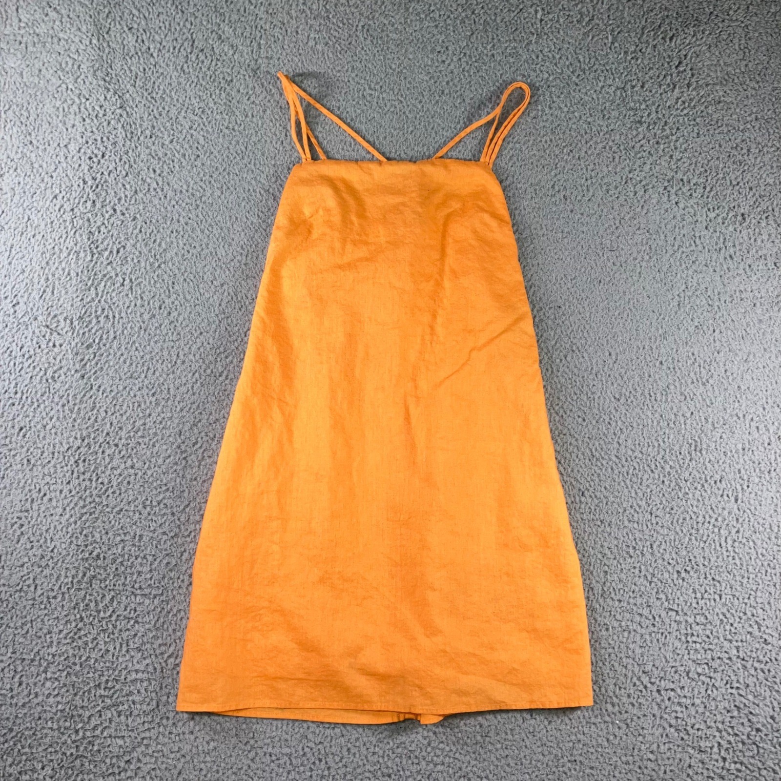 Chic Mini Dress 8 Orange Linen Cotton Lightweight Lined Vibrant Boho Festival