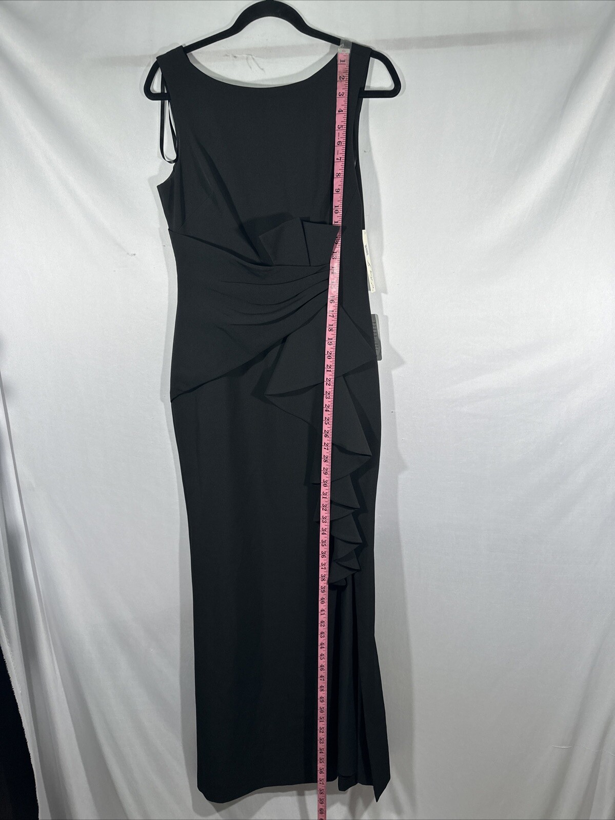 NWT $188 Eliza J [ 6 ] Sleeveless Cascading Ruffle Front Gown in Black #J920