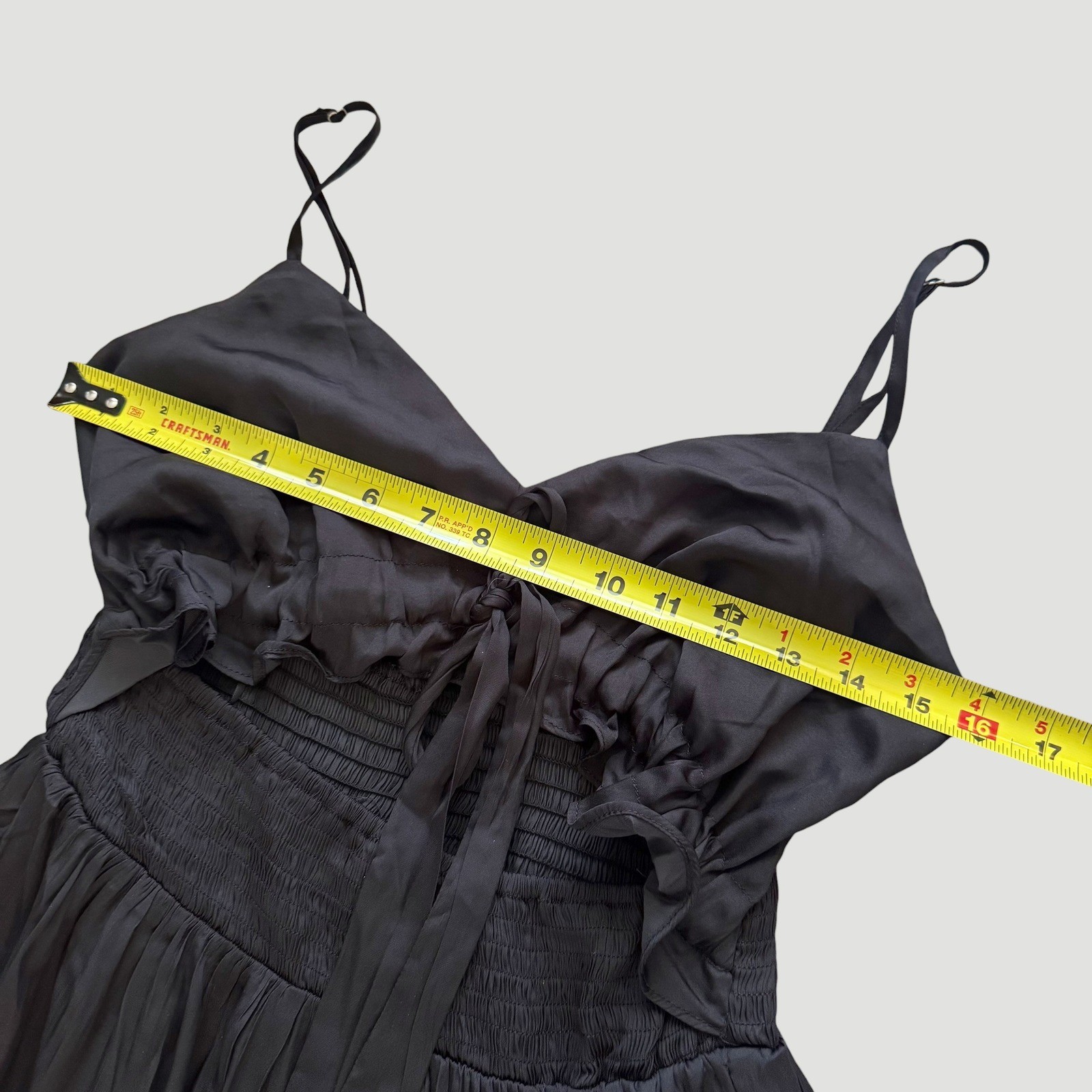 Boho Chic Goth summer Flowy Black Tiered Maxi Dress Cutout Tie Front Small NWT