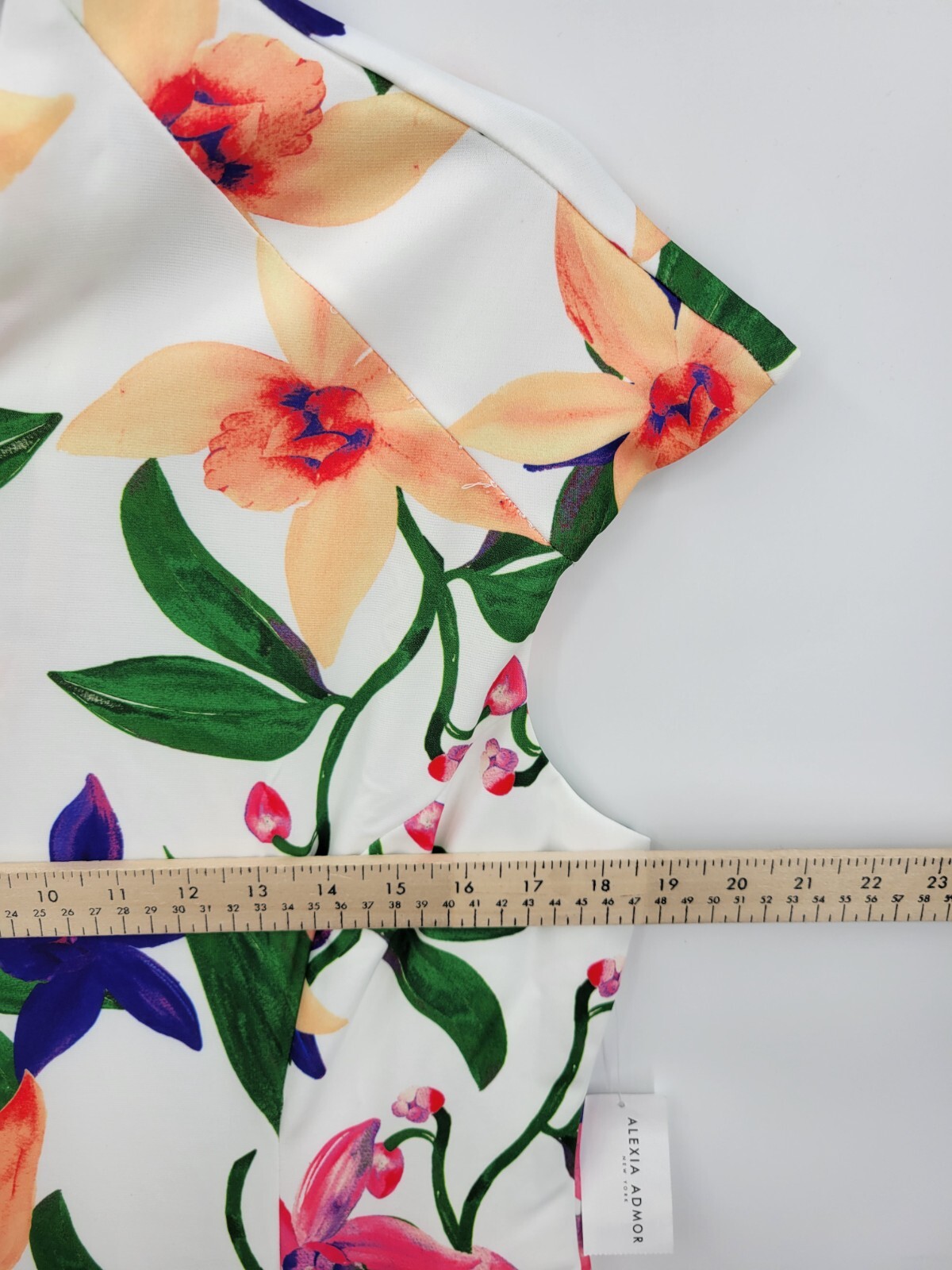 Alexia Admor Dress Womens Large Floral Cap Sleeve Scuba Hi Neck Artsy Sheath