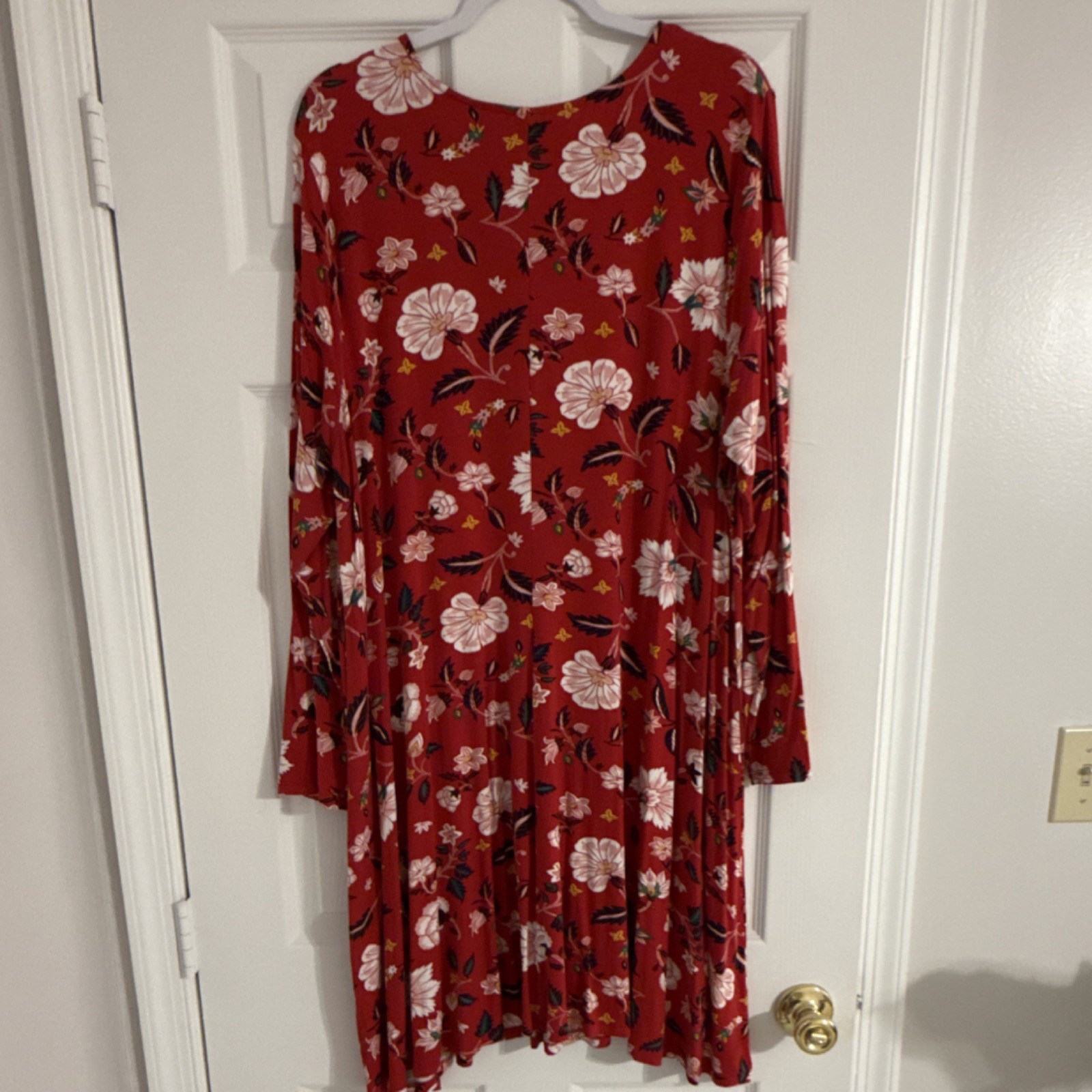 Old Navy Red Floral Long-Sleeve Mini Swing Dress XXL