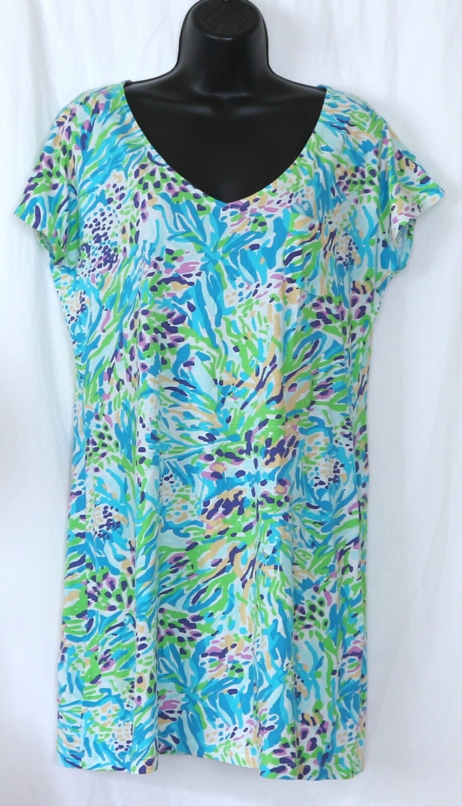LILLY PULITZER VNck Ctn Print Daniella T-Shirt Drs 40 In Chst 32 In Lng Sz M EXC