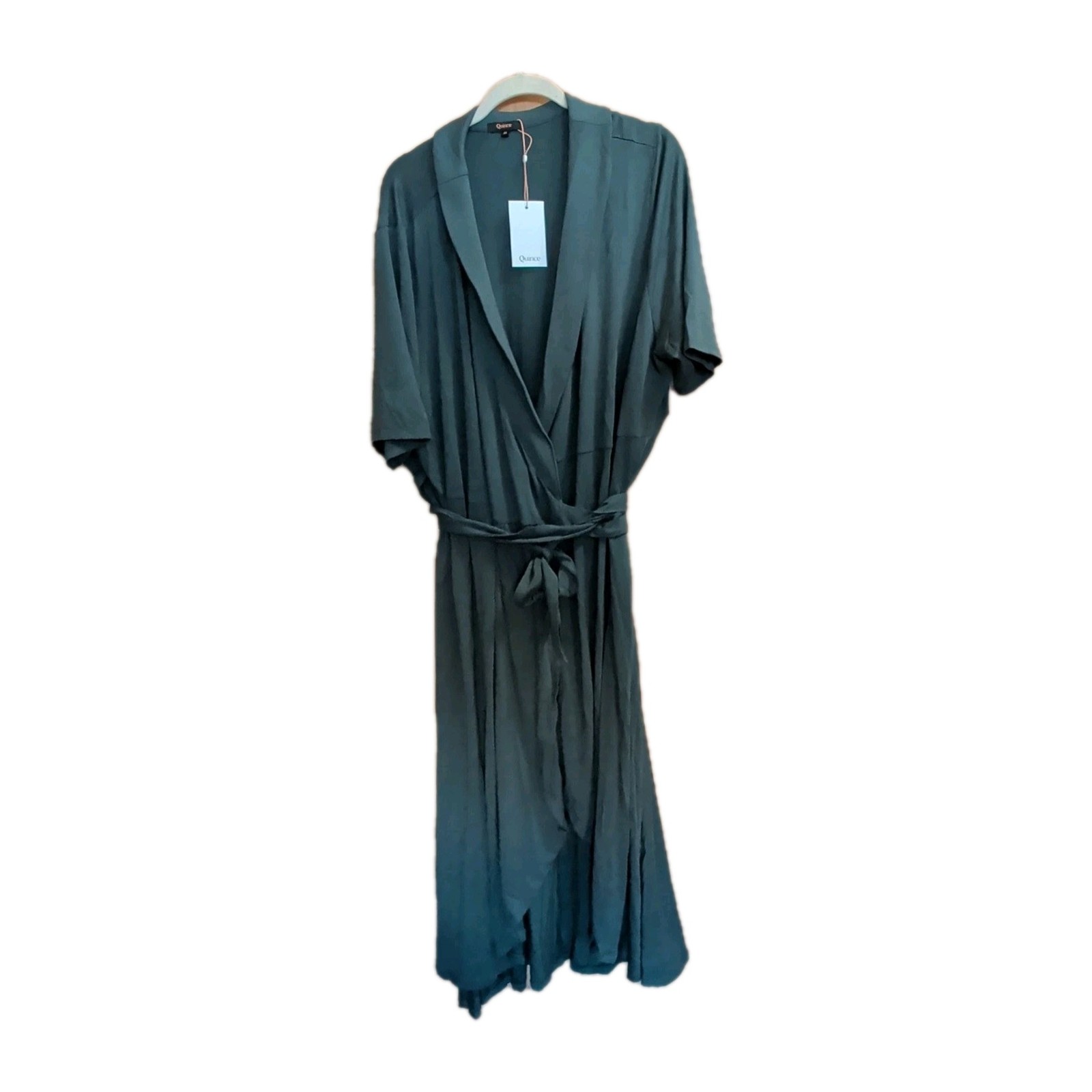 NWT Quince Tencel Jersey Midi Wrap Dress 3X Dark Olive Quiet Luxury Old Money