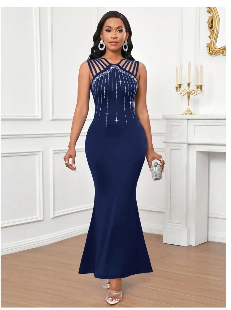 Ladies Elegant Wedding Guest Spring Summer Autumn Winter Sleeveless Hot Diamond
