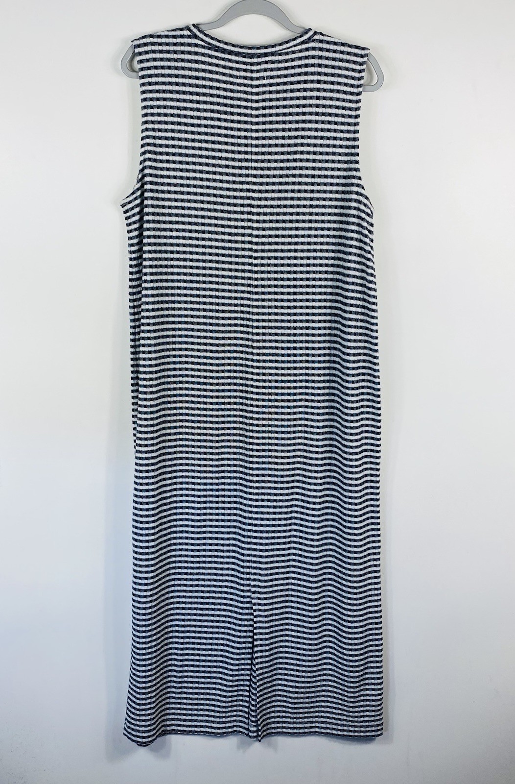 Lou & Grey Midi Dress XL Gingham Sleeveless Cotton Blend Navy Blue White