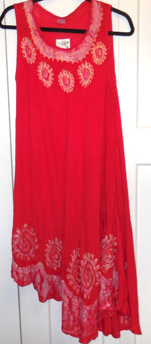 India Boutique Boho Embroidered Top/Dress Cover Up Sleeveless Free Size NWT