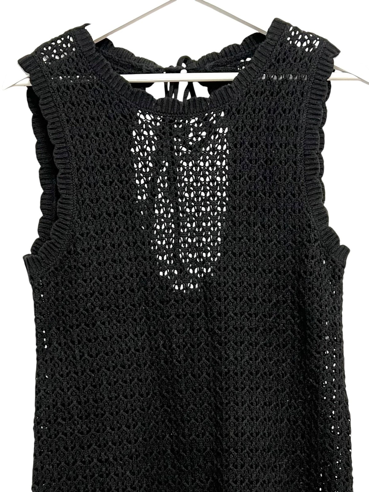 FISOEW Dress Womens Medium Black Crochet Tank Shift Beach Coverup Boho Summer