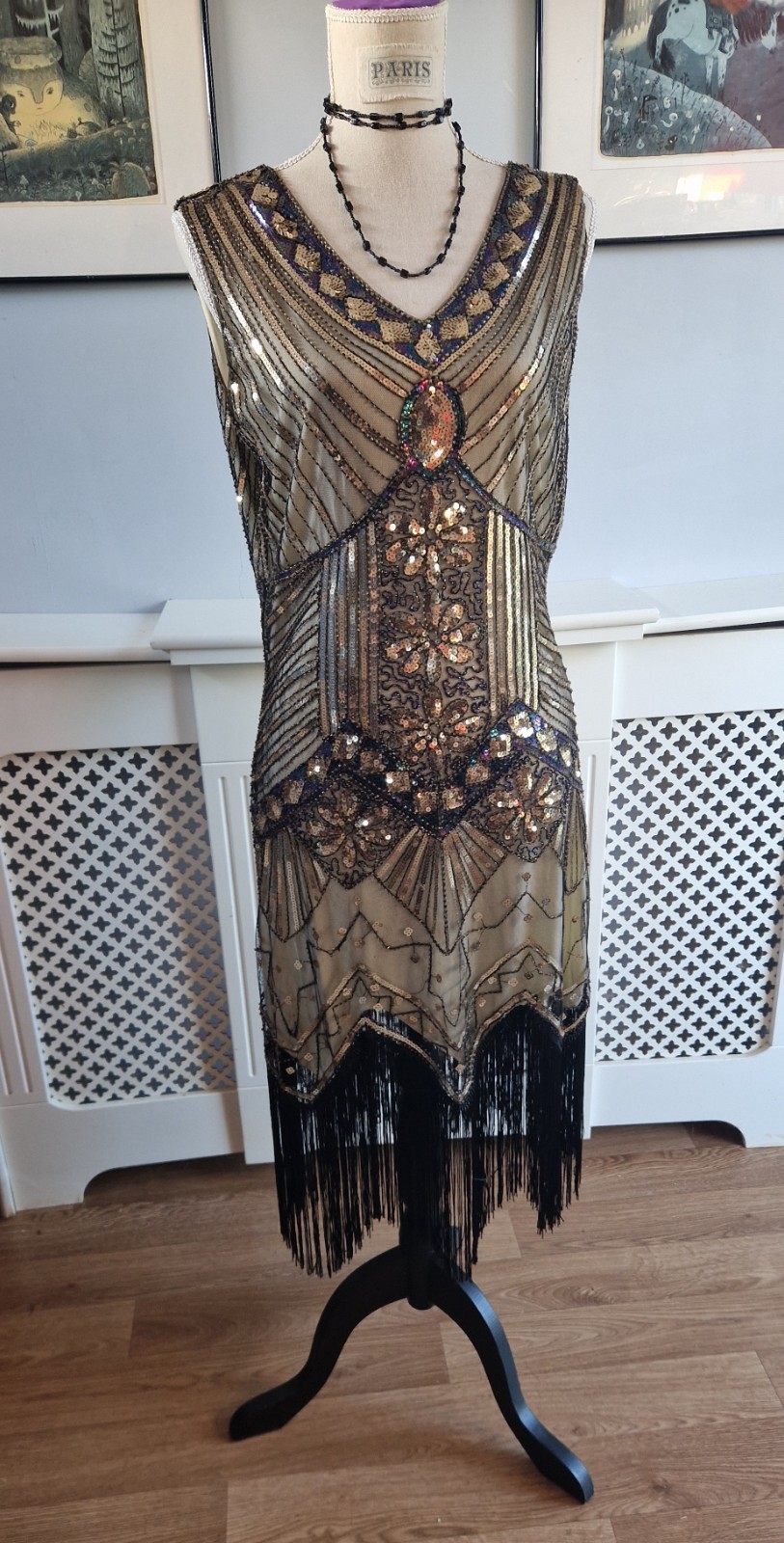 1920s Replica Chicago / Gatsby Beaded Flapper Dress – XL UK16/18