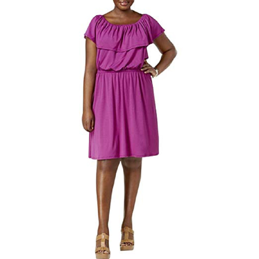 NY Collection Women’s 1X Plus Size Off-The-Shoulder Dress in Rose Violet $70.00