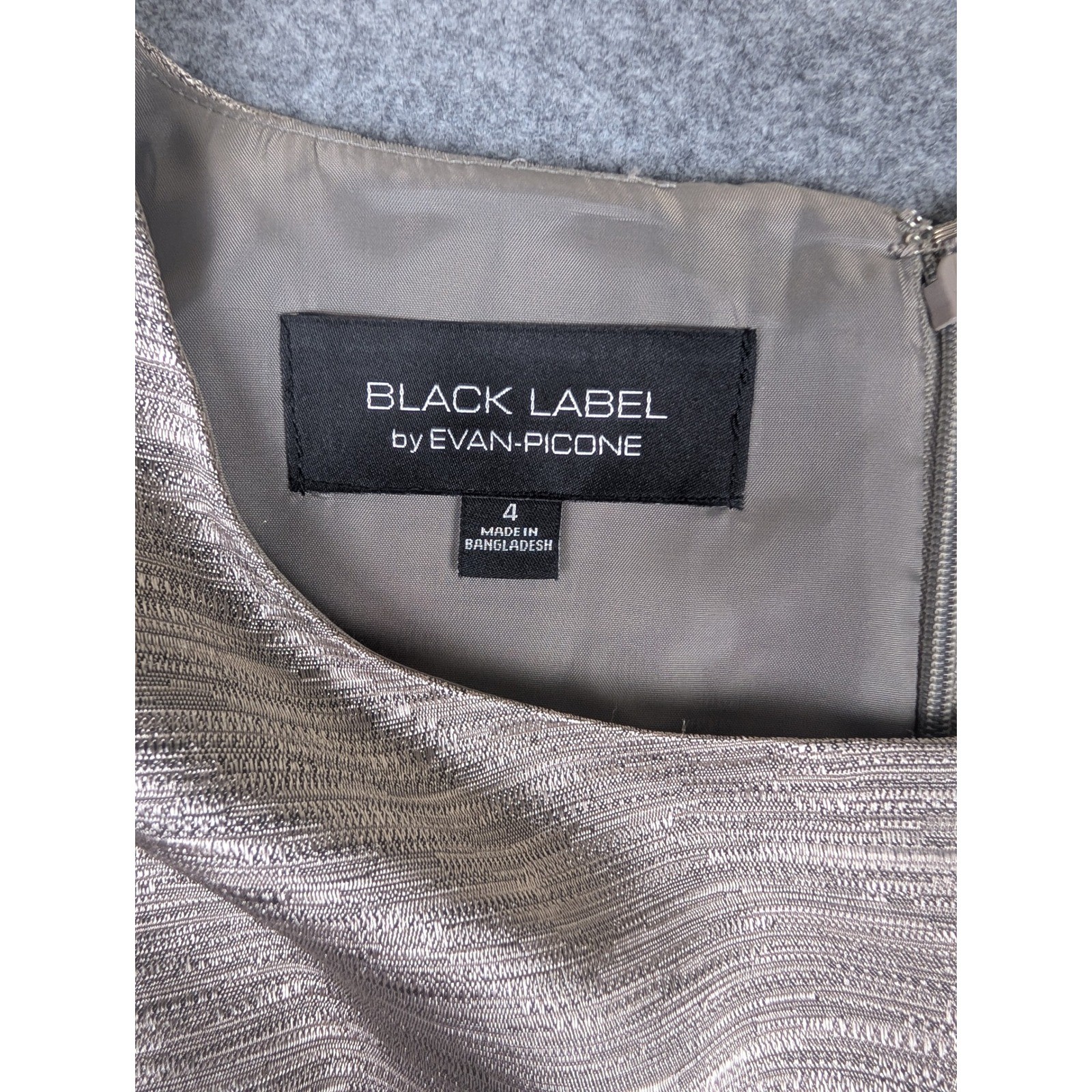 Black Label by Evan-Picone Metallic Champagne Gold Lace Waist Sheath Dress 4