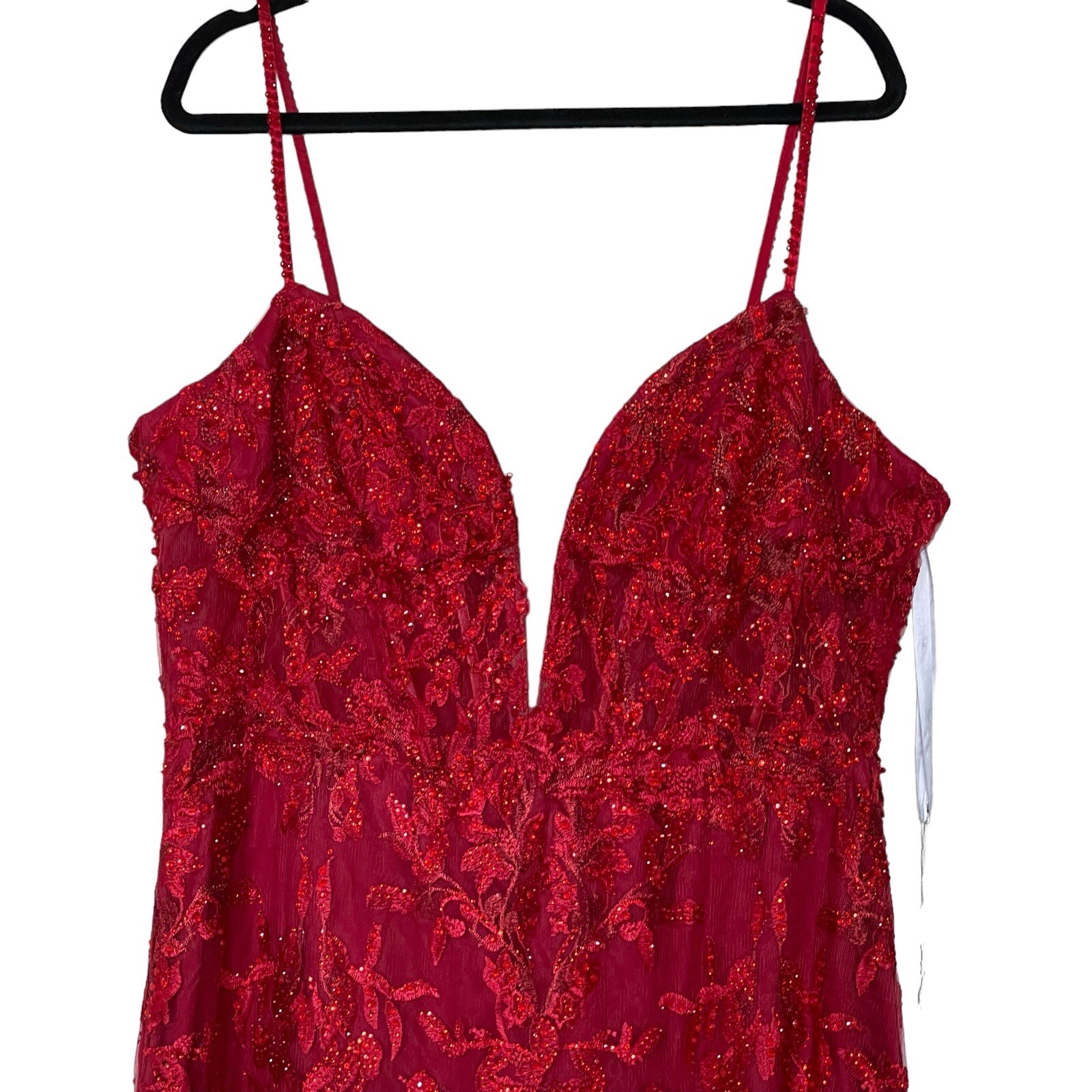 Mac Duggal Gown Dress Womens Size 18 Mermaid Red Lace Sequin Beaded 20330 $798