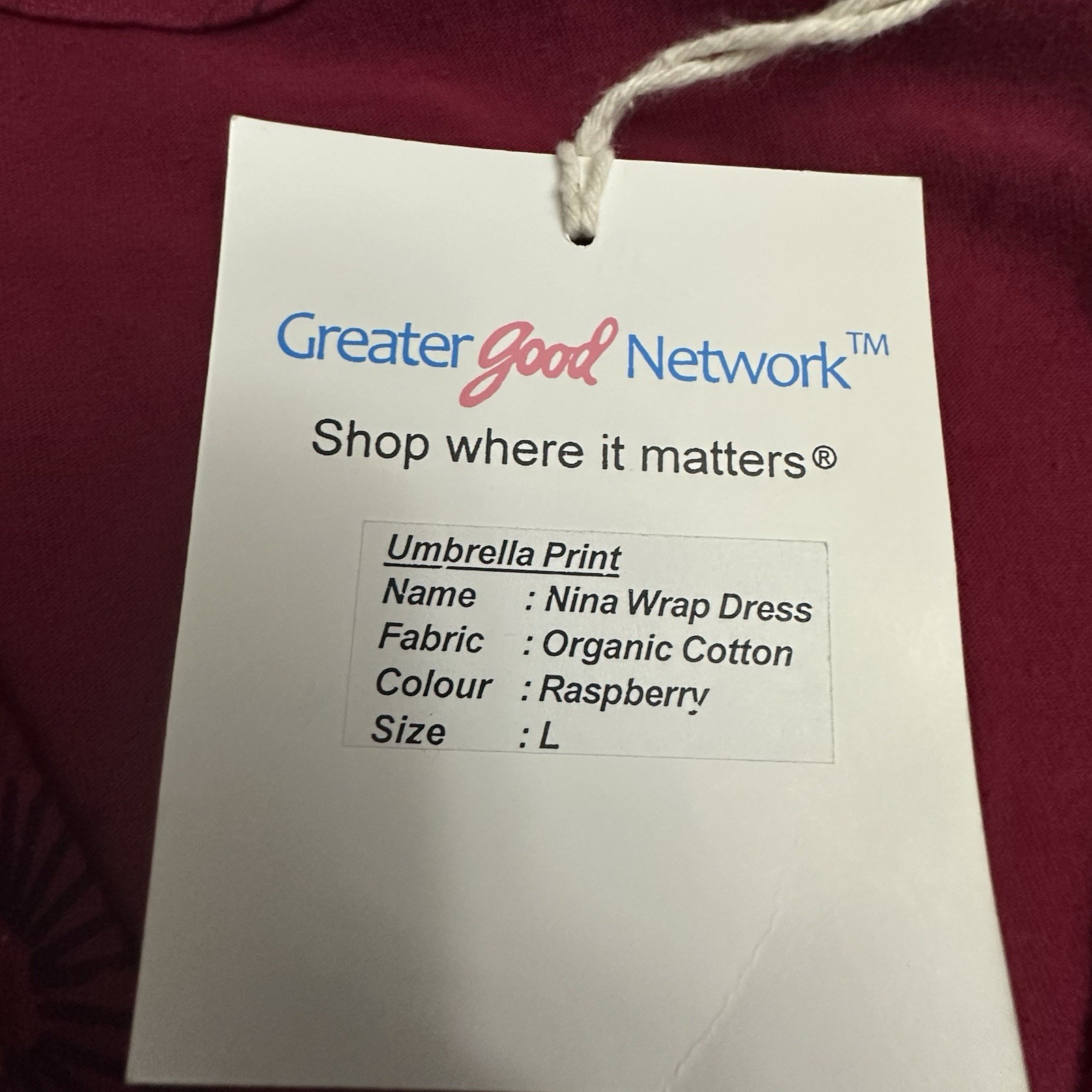 Greater Good Network Nina Wrap Dress Womens Large L Cotton Umbrella Print Red