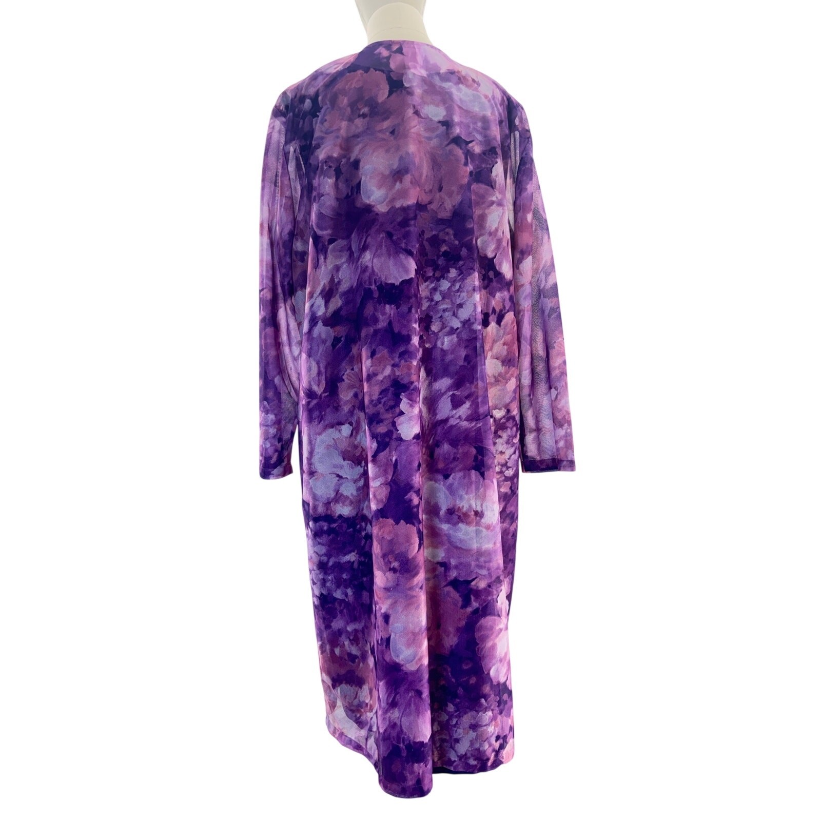 Vintage 90s Vicki Wayne Purple Floral Dress & Sheer Jacket Plus Size 20W