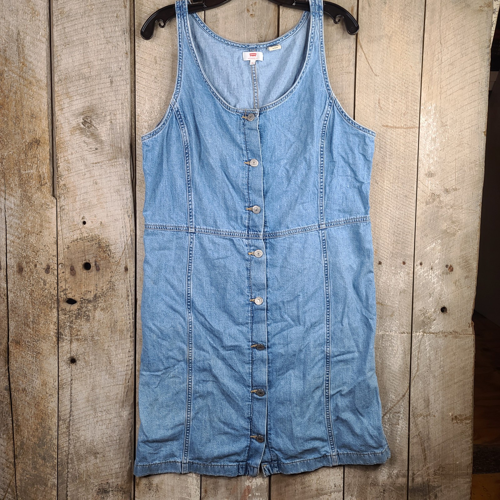 Levi’s Alisha Way Back When Denim Short Dress Blue Jean Sleeveless Size XL