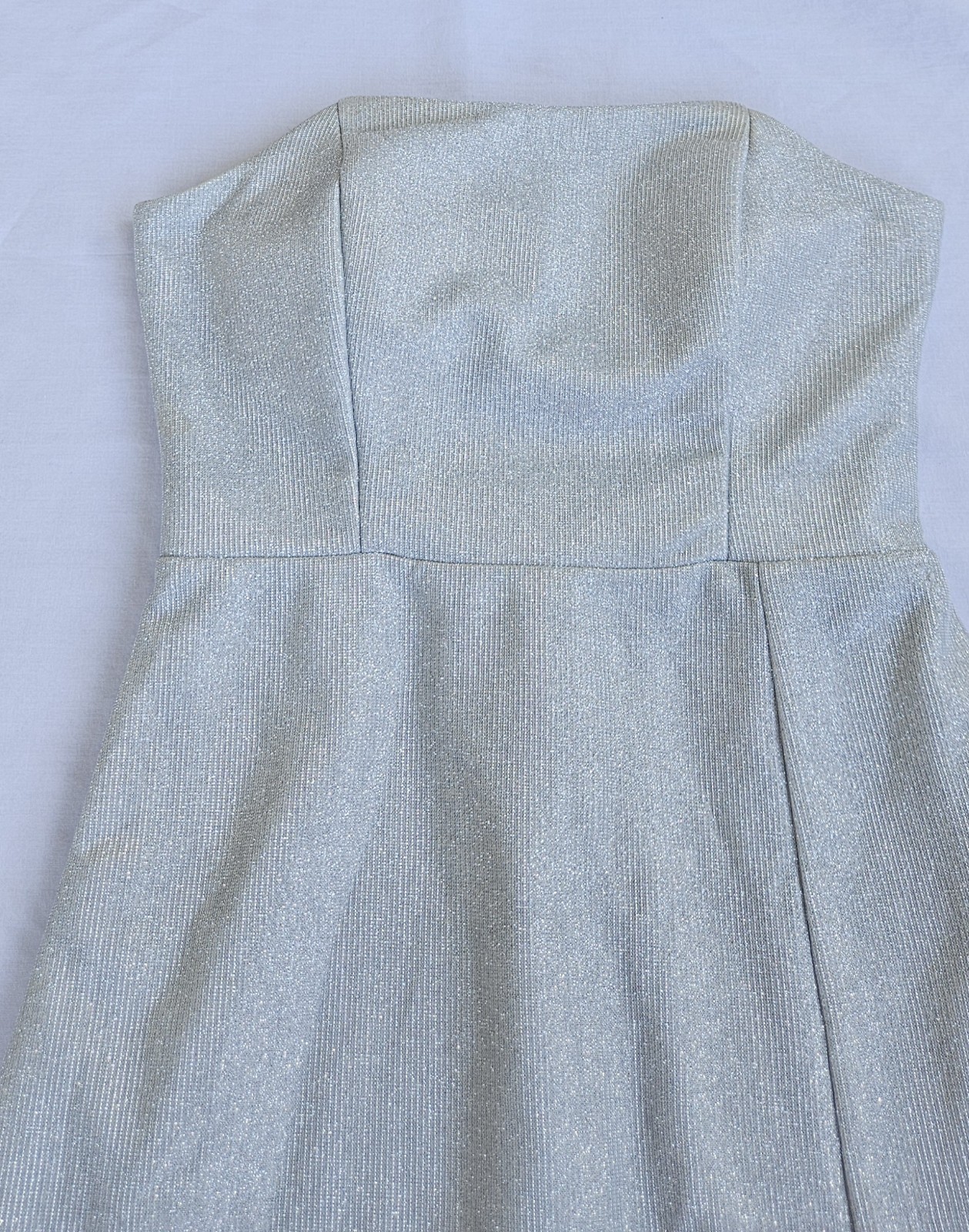 Jump Apparel Strapless Glitter Ombre Maxi Dress Silver Pink XS Juniors Slit