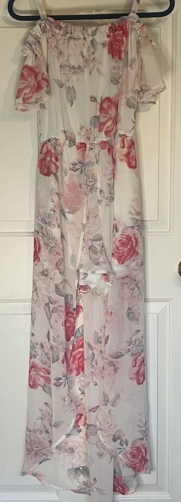 As U Wish Floral Boho Maxi Dress Romper Medium Cream Pink Sun Dress
