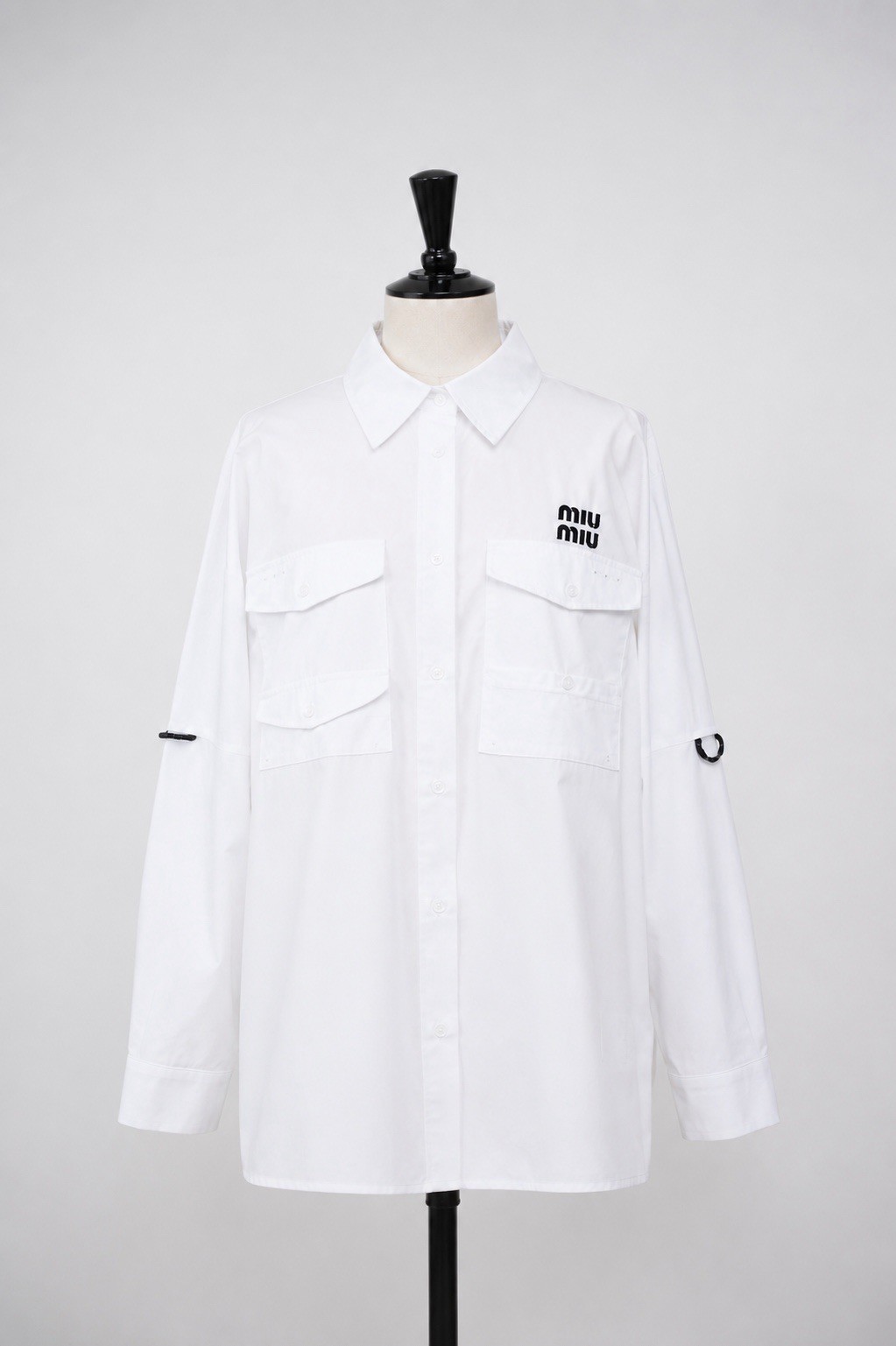 Miu Miu White Shirt Dress oversized Long Sleeve Mini Dress size small