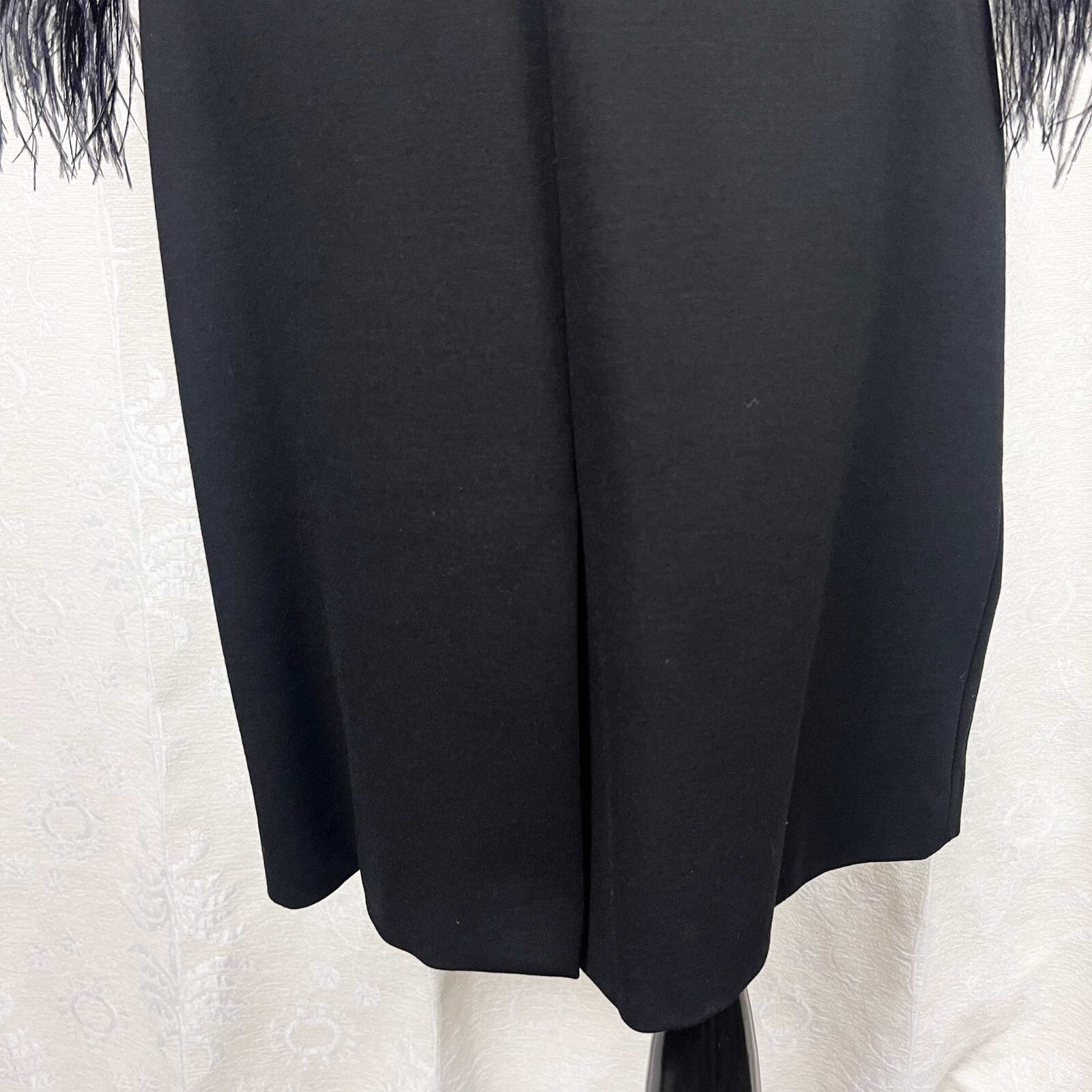 Vilagallo ostrich feather removable cuff ponte dress stretch jersey d-ring belt