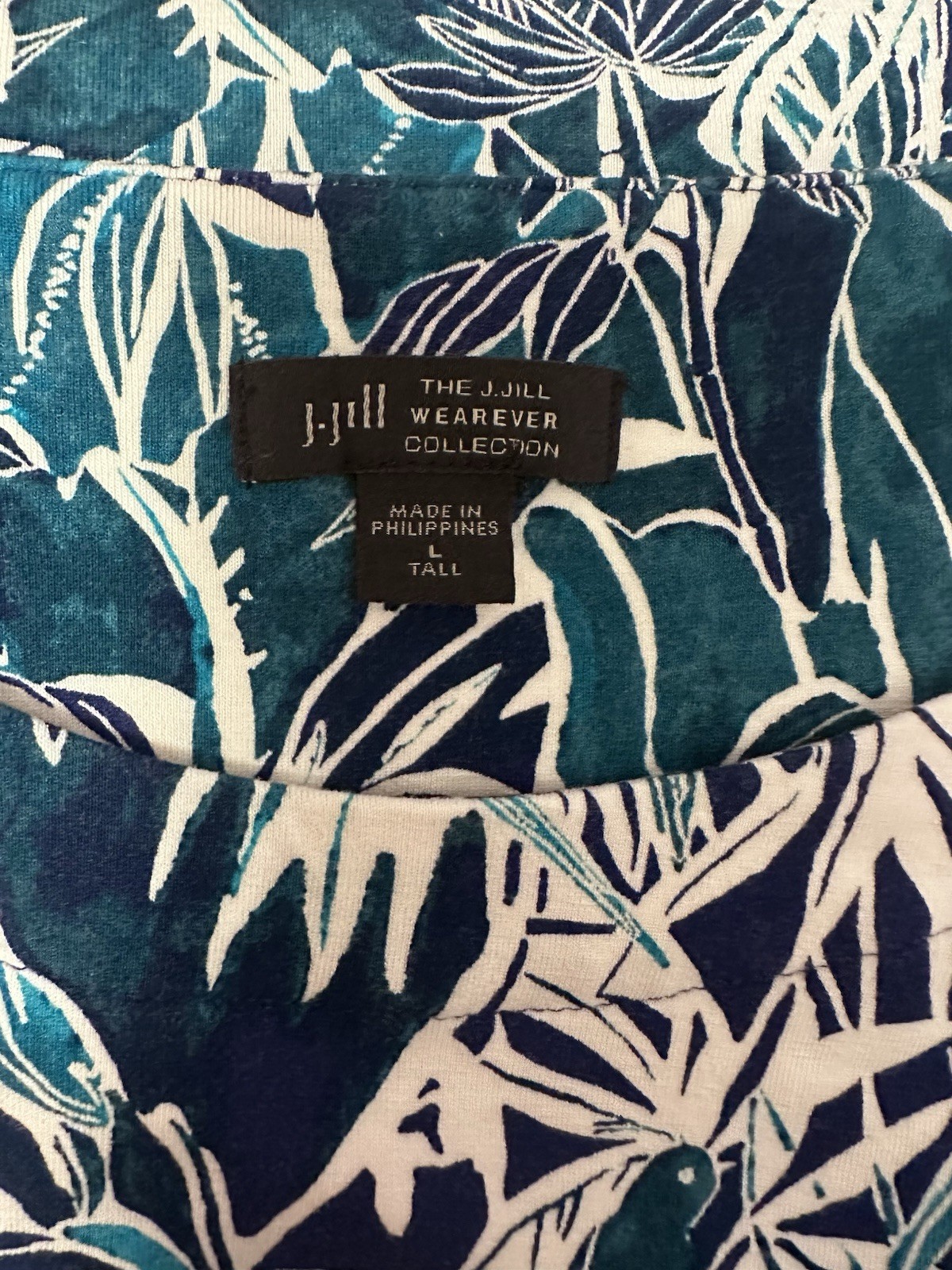 J. Jill Wearever Shift Dress Tropical Print Sleeveless V-Neck LT Large Tall