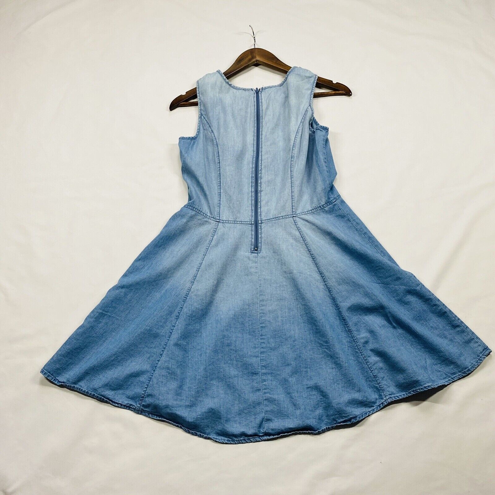 NWT $70 Miss Me Dress Size SMALL fit & flare Blue Acid Wash Denim Mini Dress