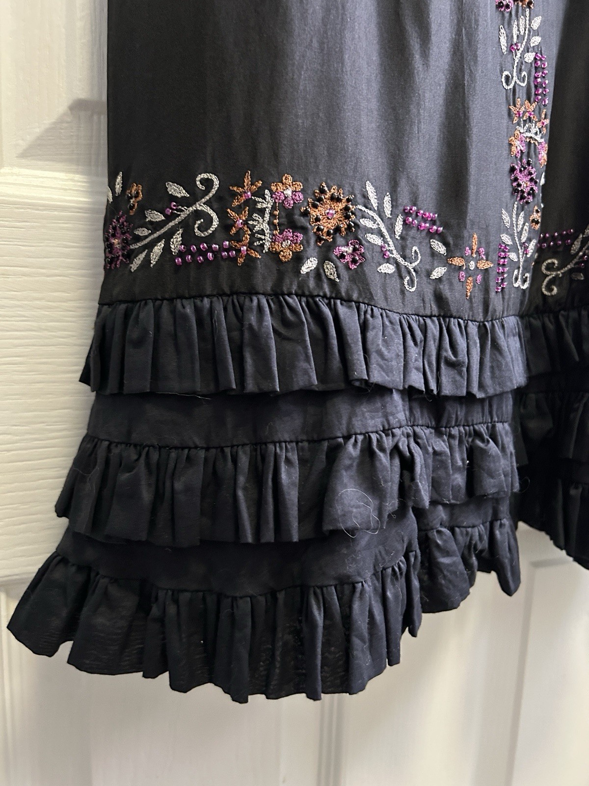 Plenty by Tracy Reese Petite Silk Embroidered Floral Mini Slip Dress Ruffle
