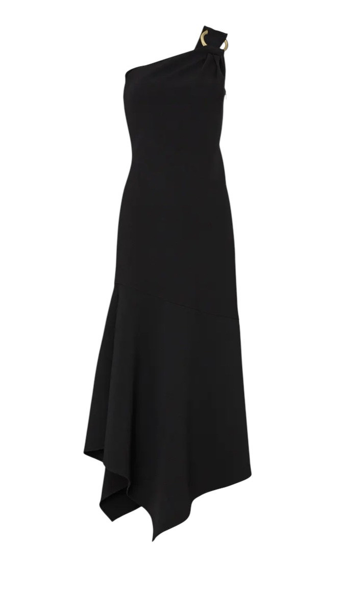 Shoshanna Eonia Black Asymmetrical One Shoulder Dress Size 0 MSRP: $570