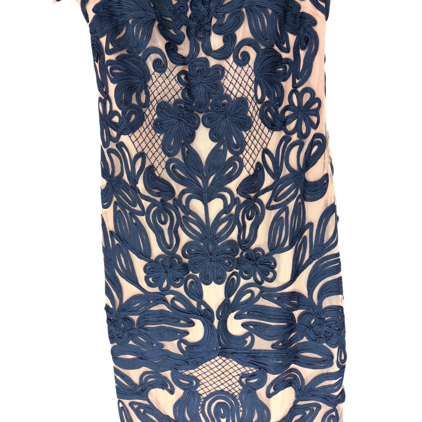 JS Collections Soutache Illusion Gown Semi Sheer Formal Evening Maxi Size 14