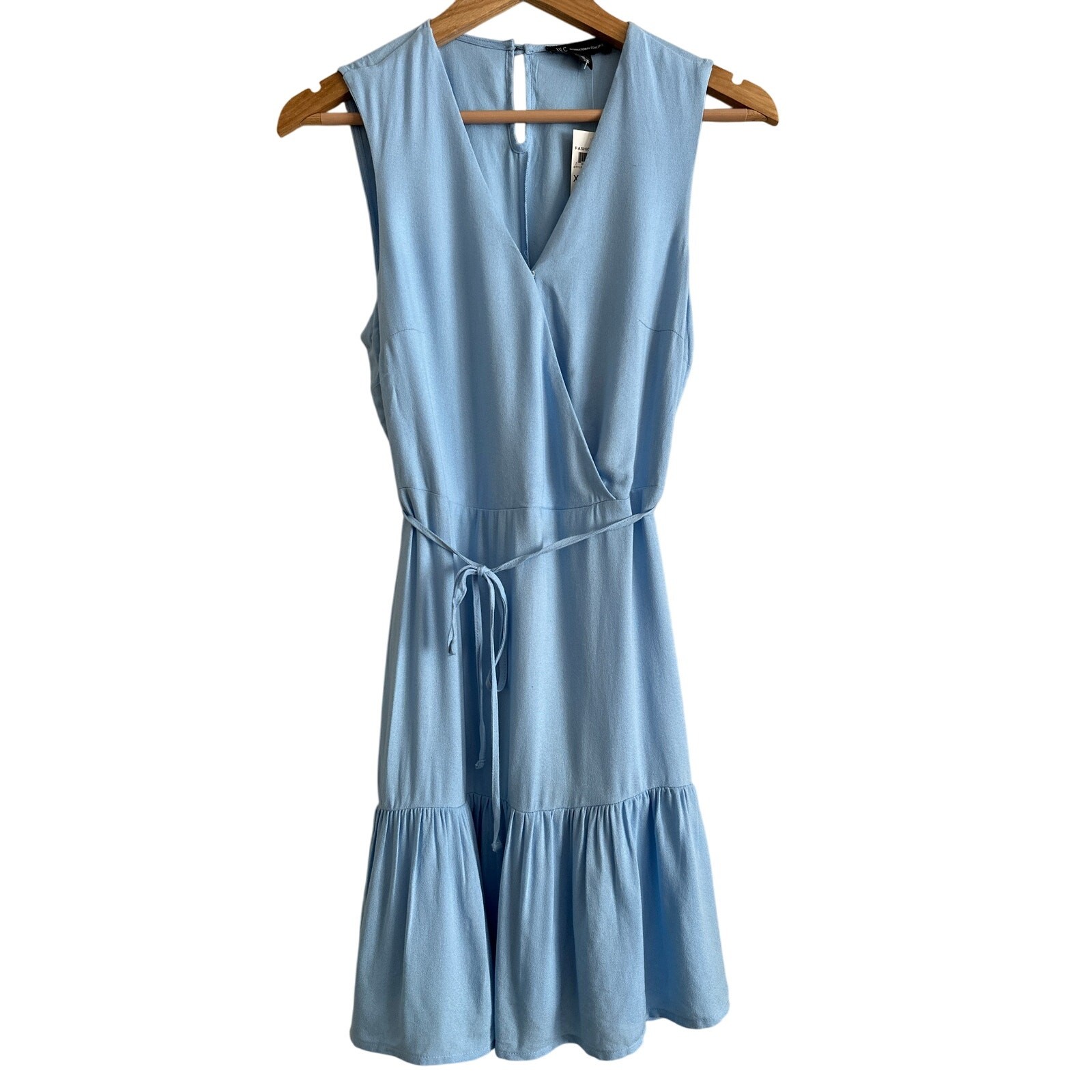 INC International Concepts Women’s XS Blue Tiered Belted Sleeveless Dress NWT