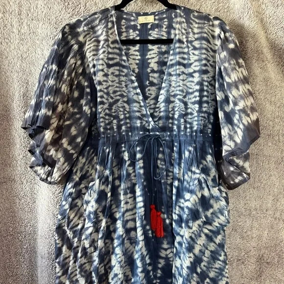 GUADALUPE LONG MIDI TUNIC Dress Beach Cover Up Size Large