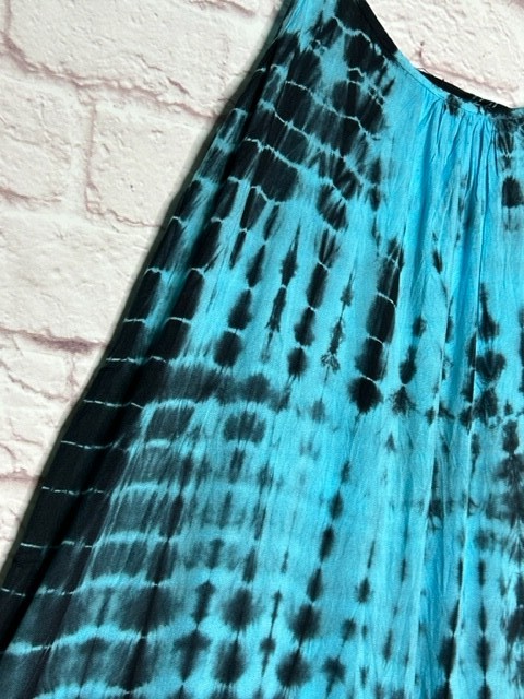 Small/Medium New Tie Dye Gray Black Aqua Blue Gauze Slip Dress Beach Cover 50$