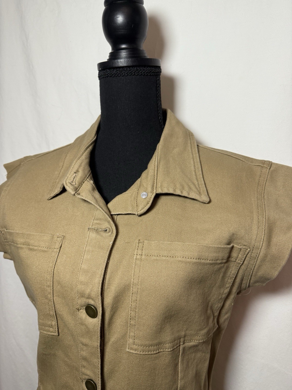 Tinsel Utility Button Front M Camel Safari Workwear Stretch Pocket Mini NWT